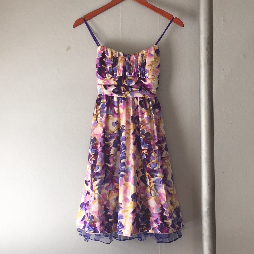Purple Floral Dress with Crinoline